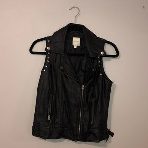 Faux leather moto vest